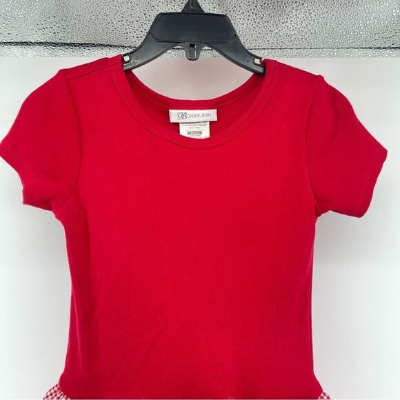 Bonnie Jean Girl’s Red Gingham Dress with Ladybug Appliqué Bow – Size 5 - Picture 4 of 12